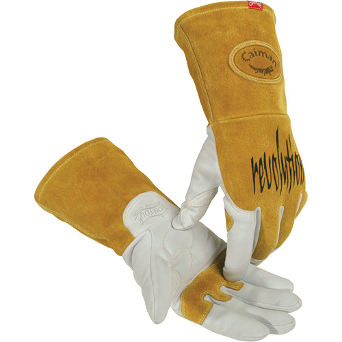 Gants de soudeur TIG/MIG de premi&egrave;re qualit&eacute; avec dos en cuir de vache refendue isol&eacute;es et ignifug&eacute;s Caiman, Cuir fleur de ch&egrave;vre, Taille Petit Groupe Generik