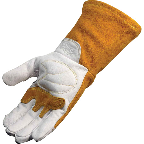 Gants de soudeur TIG/MIG de premi&egrave;re qualit&eacute; avec dos en cuir de vache refendue isol&eacute;es et ignifug&eacute;s Caiman, Cuir fleur de ch&egrave;vre, Taille T-Grand Groupe Generik