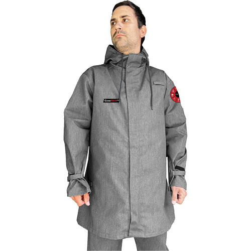 CoreMAX FR 35" Jacket with Attached Hood, Medium, Grey Groupe Generik