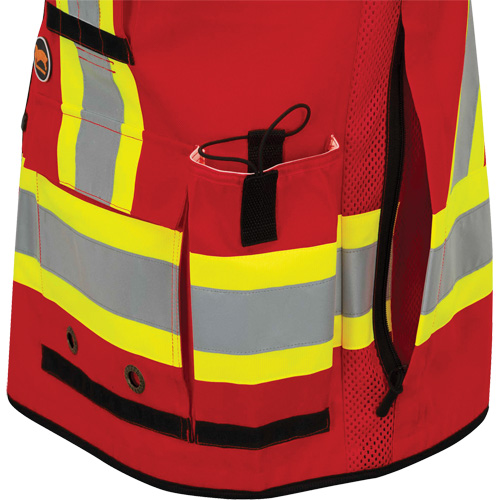 6678 High-Visibility Antimicrobial Mesh-Back Surveyor Vest, Red, Small, Polyester Groupe Generik
