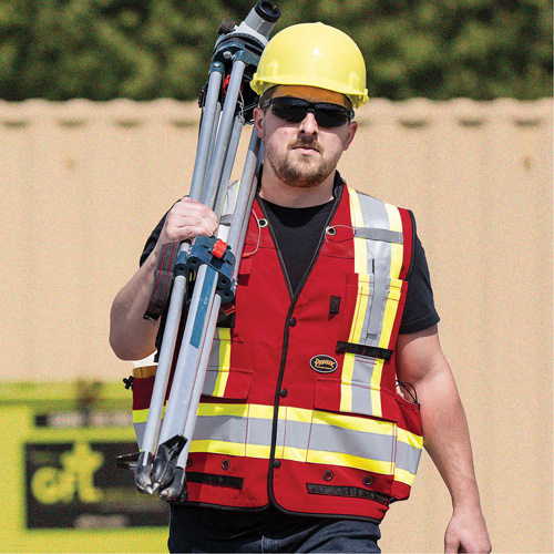 6678 High-Visibility Antimicrobial Mesh-Back Surveyor Vest, Red, Small, Polyester Groupe Generik