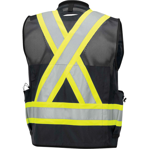 6679 High-Visibility Antimicrobial Mesh-Back Surveyor Vest, Black, Small, Polyester Groupe Generik