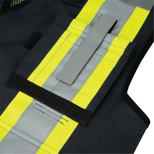 6679 High-Visibility Antimicrobial Mesh-Back Surveyor Vest, Black, Small, Polyester Groupe Generik