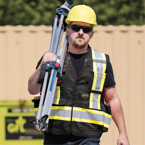 6679 High-Visibility Antimicrobial Mesh-Back Surveyor Vest, Black, Small, Polyester Groupe Generik