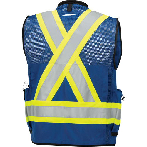 6681 High-Visibility Antimicrobial Mesh-Back Surveyor Vest, Royal Blue, Small, Polyester Groupe Generik
