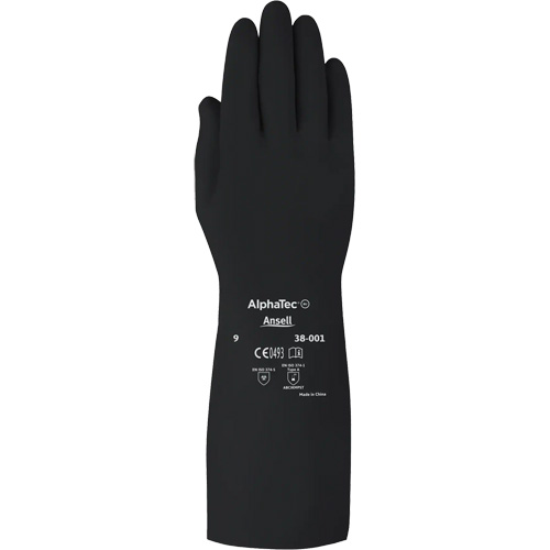 Gants d,usage moyen r&eacute;sistants aux produits chimiques AlphaTec 38001PP, Taille 7, 14" lo, Caoutchouc butyle, 14 mils Groupe Generik