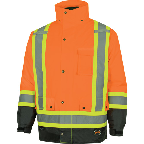 Parka de s&eacute;curit&eacute; d'hiver imperm&eacute;able 7-en-1 5056 Pioneer Yukon, Polyester, Noir/Orange haute visibilit&eacute;, T-petit Groupe Generik