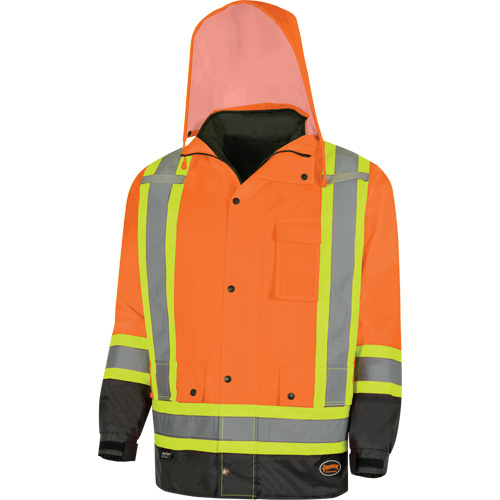 Parka de s&eacute;curit&eacute; d'hiver imperm&eacute;able 7-en-1 5056 Pioneer Yukon, Polyester, Noir/Orange haute visibilit&eacute;, T-petit Groupe Generik