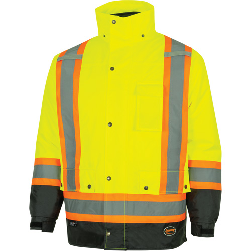 Parka de s&eacute;curit&eacute; d'hiver imperm&eacute;able 7-en-1 5057 Pioneer Yukon, Polyester, Noir/Jaune lime haute visibilit&eacute;, T-petit Groupe Generik