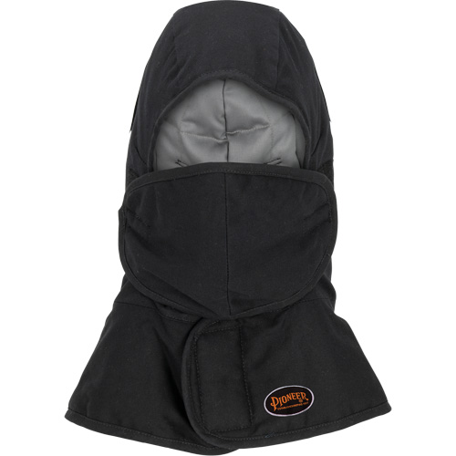 Pioneer 765A Flame-Resistant Quilted Hard Hat Liner with Long Neck & Detachable Mouthpiece, Black/Grey, Cotton/FR-Tech&reg;/Modacrylic/Nylon Groupe Generik