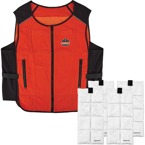 Veste de refroidissement &agrave; changement de phase l&eacute;g&egrave;re avec sachets de recharge Chill-Its 6260, 2T-grand/3T-grand, Orange Groupe Generik