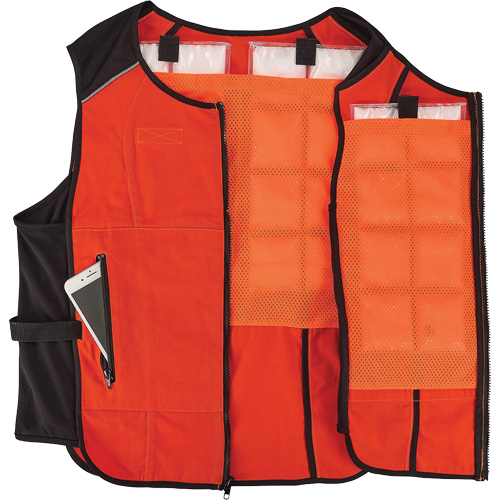 Veste de refroidissement &agrave; changement de phase l&eacute;g&egrave;re avec sachets de recharge Chill-Its 6260, 2T-grand/3T-grand, Orange Groupe Generik