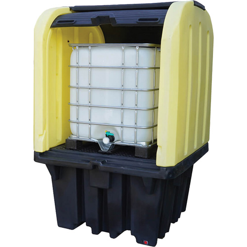 Palette anti-d&eacute;versement jaune &agrave; couvercle rigide roulant, 65" lo x 65" la x 101" h, Capacit&eacute; de charge 5000 lb Groupe Generik