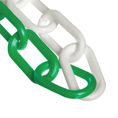 Bicolour Plastic Barrier Chain, Green/White, 2" Link, 500' Length Groupe Generik