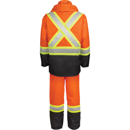 Ensemble de pluie haute visibilit&eacute; en tissu 150 deniers, Polyester, Petit, Orange haute visibilit&eacute; Groupe Generik
