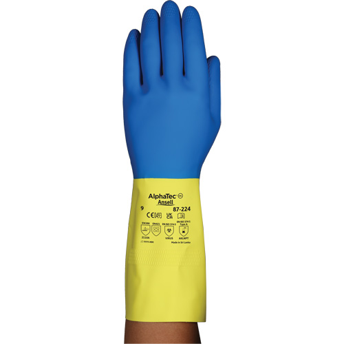 Alphatec&reg; 87-224 Chemical-Resistant Gloves, Size 9, 12.8" L, Neoprene/Rubber Latex, Cotton/Flock-Lined Inner Lining, 26.8-mil Groupe Generik