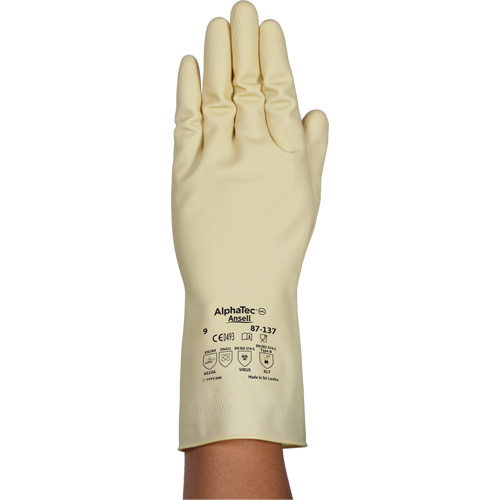 AlphaTec&reg; 87-137 Lightweight Natural Gloves, Size 8, 11.8" L, Rubber Latex, 16-mil Groupe Generik