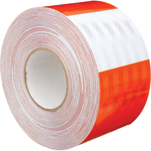High Intensity Grade Flexible Work Zone Sheeting 382VHIP, 5" W x 150' L, Orange and White Groupe Generik