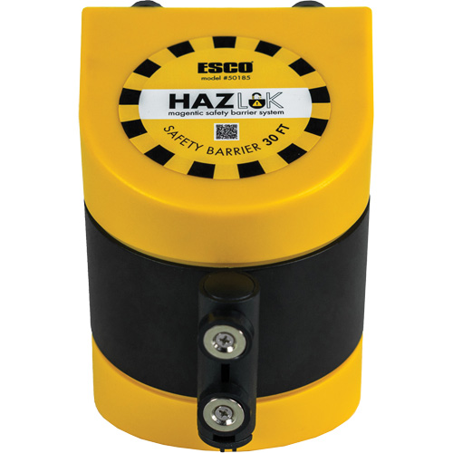 Syst&egrave;me de barri&egrave;re de s&eacute;curit&eacute; HAZLOK, Plastique, Fixation magn&eacute;tique, 30', Ruban Noir et jaune Groupe Generik