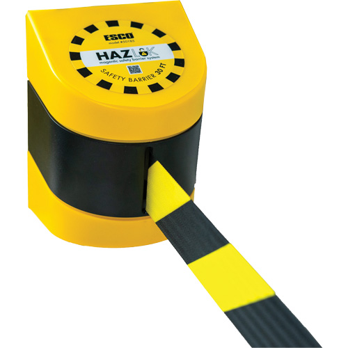 Syst&egrave;me de barri&egrave;re de s&eacute;curit&eacute; HAZLOK, Plastique, Fixation magn&eacute;tique, 30', Ruban Noir et jaune Groupe Generik