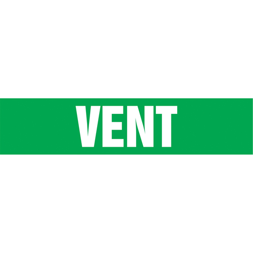 "Vent" Pipe Markers, Self-Adhesive, 4" H x 24" W, White on Green Groupe Generik