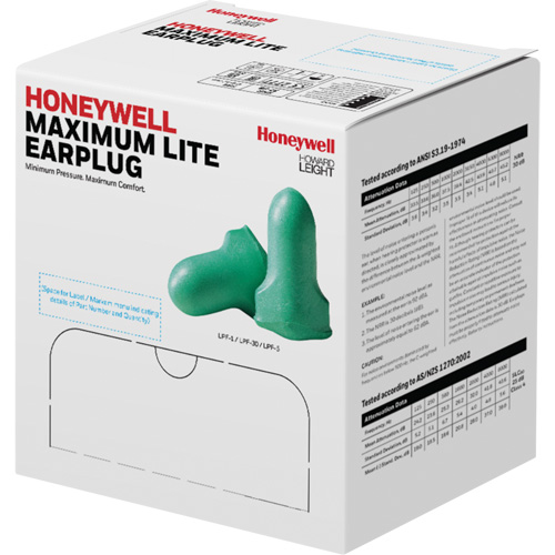 Bouchons d'oreilles en mousse &agrave; basse pression Maximum Lite de Howard Leight, Vrac - Boîte Groupe Generik