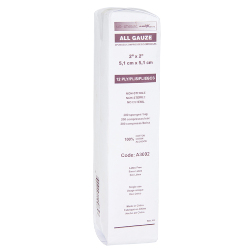 Gauze Sponges, Pad, 2" L x 2" W, Medical Device Class 1 Groupe Generik