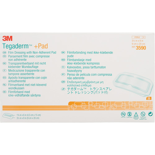 Pansement transparent Tegaderm avec tampon absorbant, Rectangulaire/carr&eacute;e, 8", Plastique, St&eacute;rile Groupe Generik