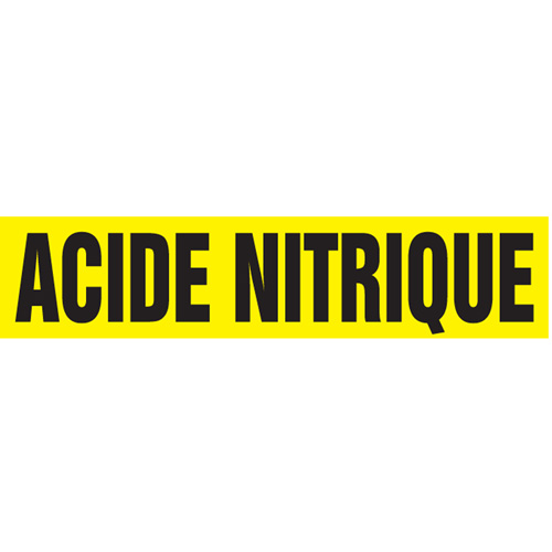 Marqueurs de tuyau "Acide Nitrique", Autocollant, 2-1/2" h x 12" la, Noir sur jaune Groupe Generik
