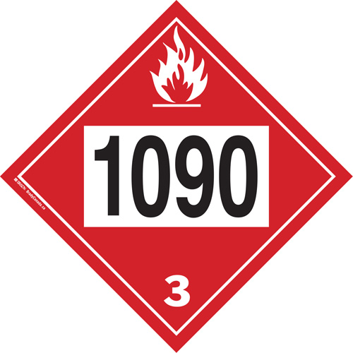 Plaque-&eacute;tiquette TMD 1090 pour liquide inflammable ac&eacute;tone, Plastique Groupe Generik