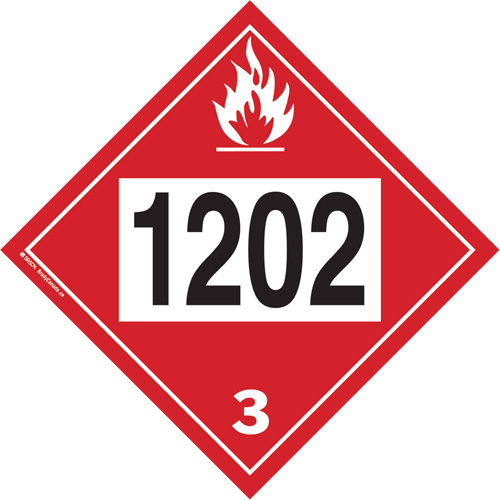 1202 Fuel Oil Flammable Liquid TDG Placard, Plastic Groupe Generik