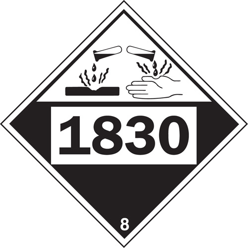 Plaque-&eacute;tiquette TMD 1830 pour mat&eacute;riaux corrosifs acide sulfurique, Plastique Groupe Generik