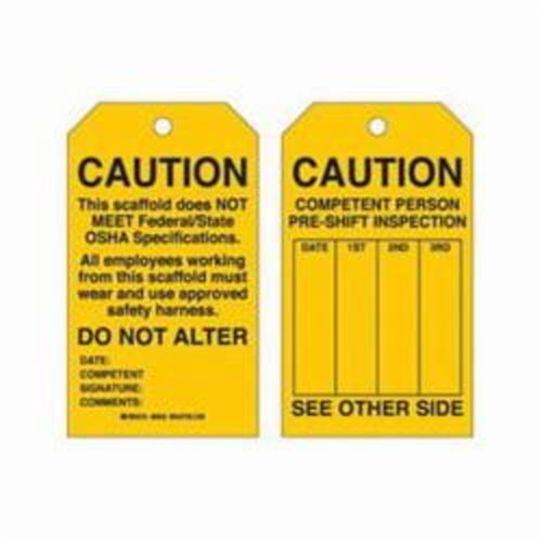 &eacute;tiquettes de s&eacute;curit&eacute; pour les &eacute;chafaudages, Polyester, 4" la x 7" h, Anglais Groupe Generik