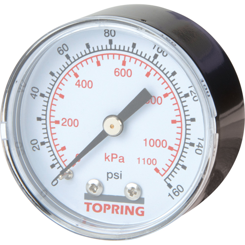 Mini Regulators - Replacement Gauge, 2" , 0 - 160 psi, Back Mount, Analogue Groupe Generik