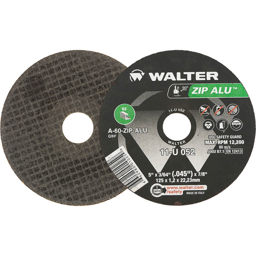 Zip Alu Cut-Off Wheel, 5" x 3/64", 7/8" Arbor, Type 1, Aluminum Oxide, 12200 RPM Groupe Generik