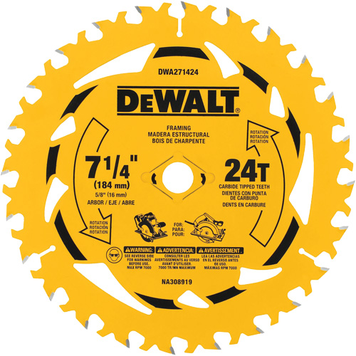 Lame de scie circulaire, 7-1/4", 24 dents, Pour Bois Groupe Generik