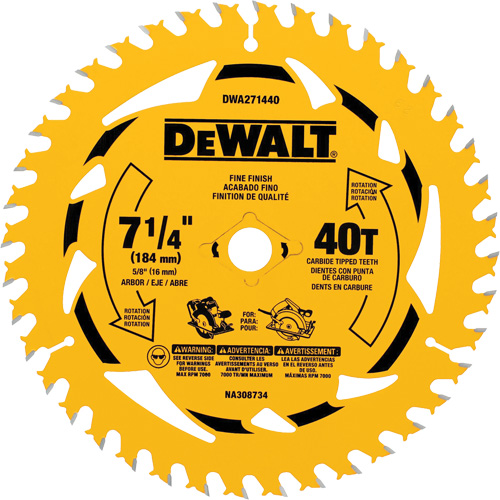Lame de scie circulaire, 7-1/4", 40 dents, Pour Bois Groupe Generik