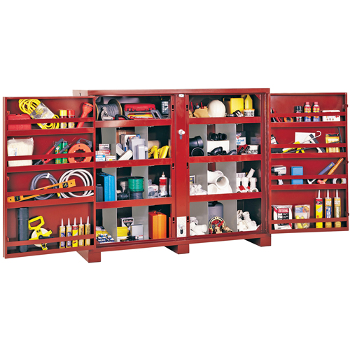 Jobsite Shelf Cabinet, Steel, 49 Cubic Feet, Red Groupe Generik