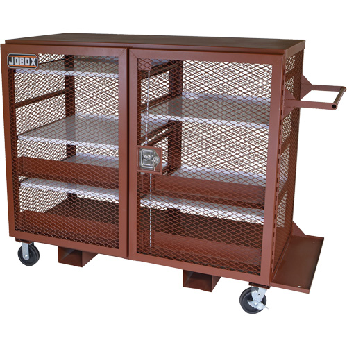 Mobile Mesh Cabinet, Steel, 49 Cubic Feet, Red Groupe Generik
