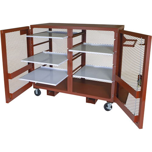 Mobile Mesh Cabinet, Steel, 49 Cubic Feet, Red Groupe Generik