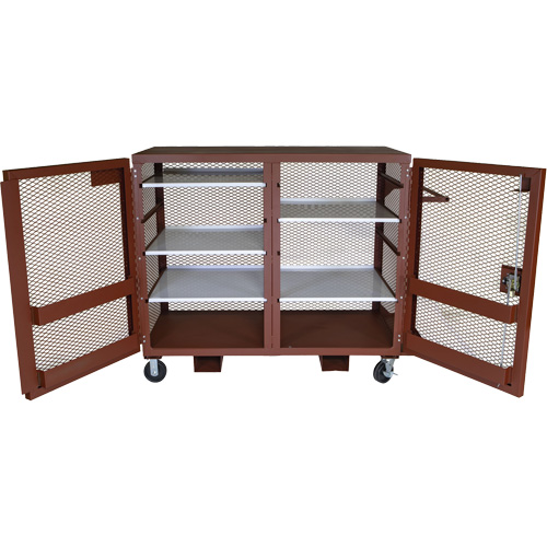 Mobile Mesh Cabinet, Steel, 49 Cubic Feet, Red Groupe Generik