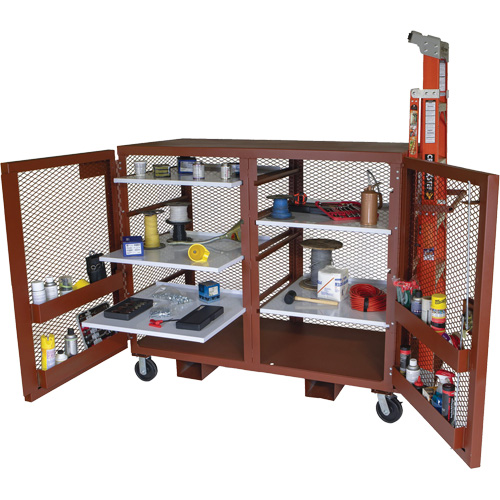 Mobile Mesh Cabinet, Steel, 49 Cubic Feet, Red Groupe Generik