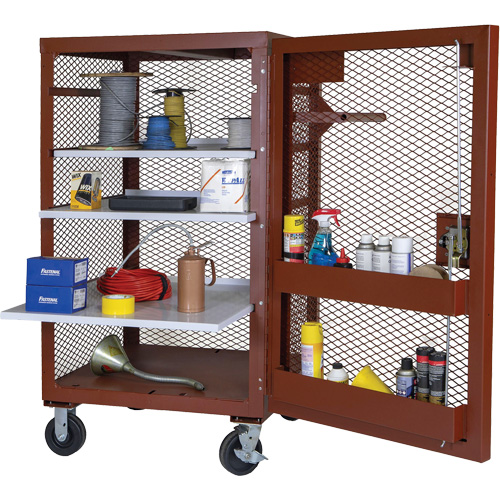 Mobile Mesh Cabinet, Steel, 22 Cubic Feet, Red Groupe Generik