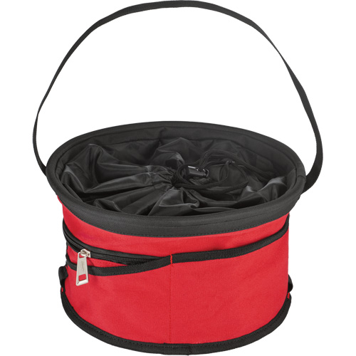 Sac range-tout style parachute, 11-4/5" lo x 11-4/5" la x 11" h, Nylon, Noir/Rouge Groupe Generik