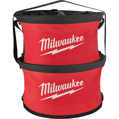 Sac range-tout style parachute, 11-4/5" lo x 11-4/5" la x 11" h, Nylon, Noir/Rouge Groupe Generik
