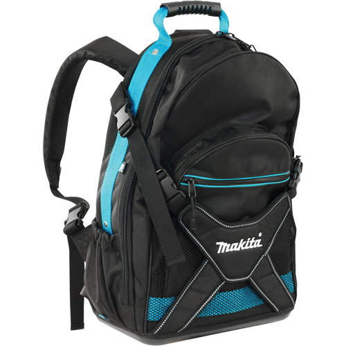 Jobsite Backpack, 9-1/2" L x 15" W, Black/Blue, Polyester Groupe Generik