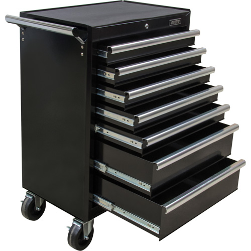 Chariot &agrave; outils industriel, 7 tiroirs, 27" la x 18-3/4" p x 39" h, Noir Groupe Generik