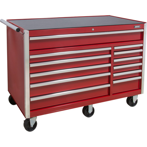 Chariot &agrave; outils industriel, 12 tiroirs, 56" la x 24-1/2" p x 38-1/8" h, Rouge Groupe Generik