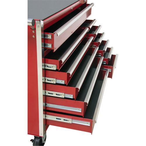 Chariot &agrave; outils industriel, 12 tiroirs, 56" la x 24-1/2" p x 38-1/8" h, Rouge Groupe Generik