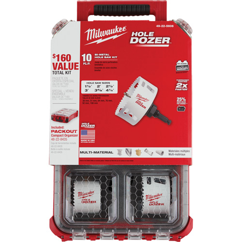 Trousse de scie cloche Packout Hole Dozer, 10 morceaux Groupe Generik